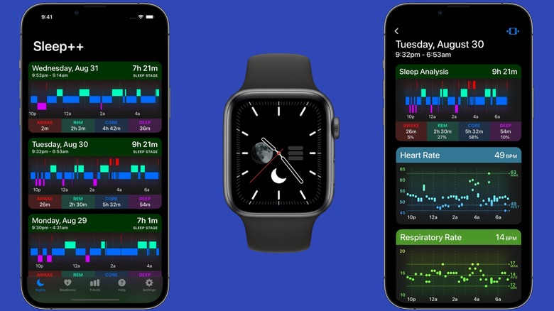 Sleep++ interface on Apple Watch