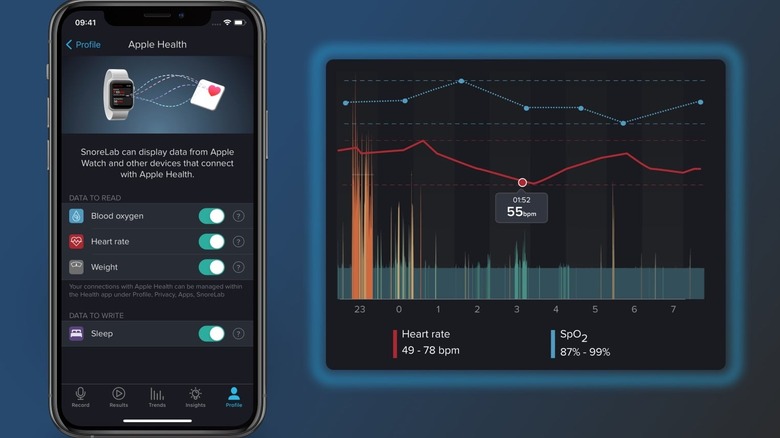 SnoreLab data displayed on iPhone