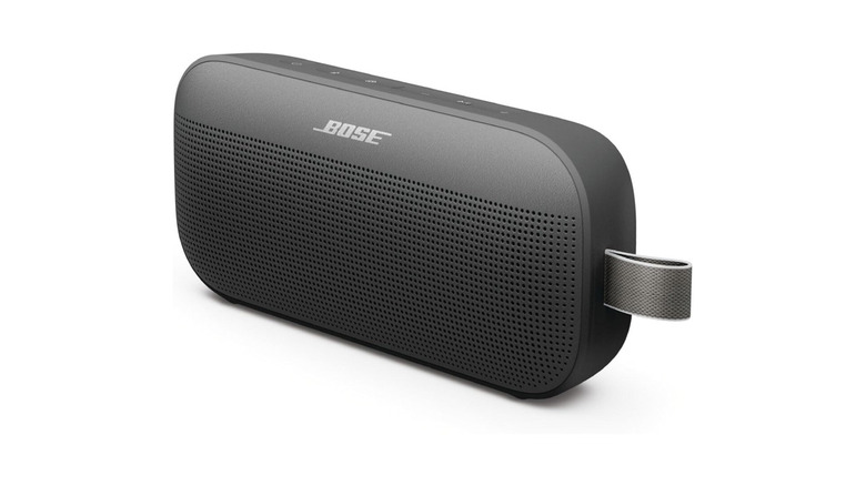 A gray colored Bose SoundLink Flex BT speaker