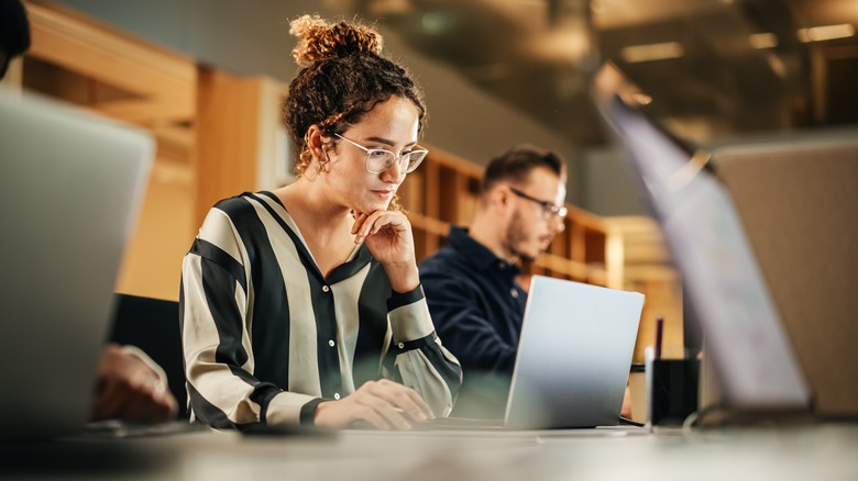 Woman using a laptop