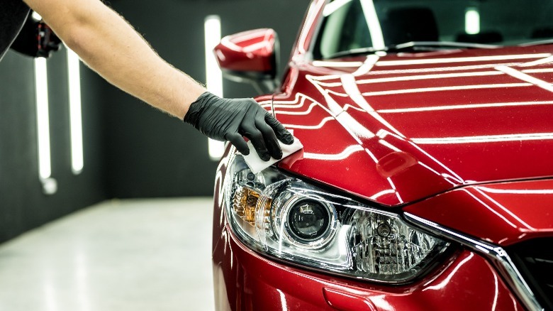 protective coating on a red car