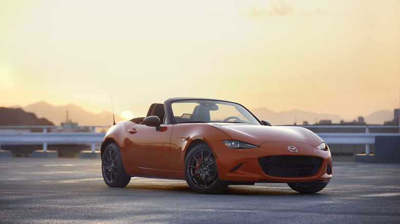 Mazda MX-5 Miata orange color soft top