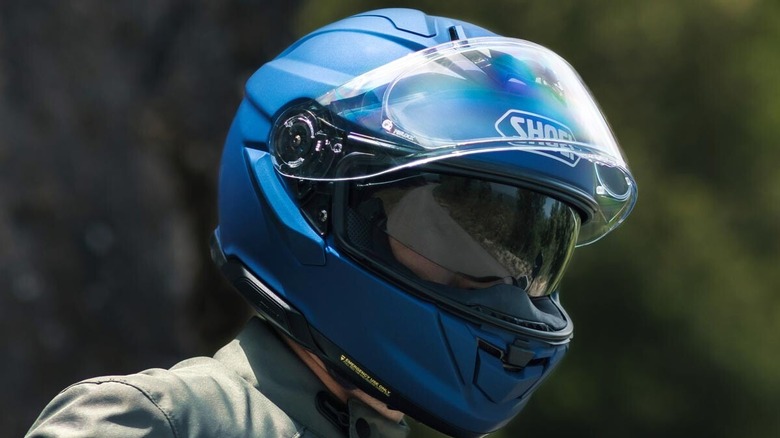 A Shoei helmet wearer