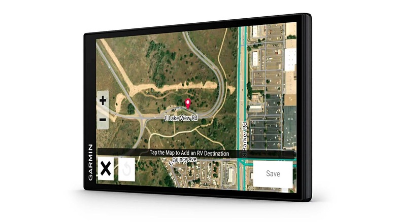 A Garmin RV 795 GPS Navigator with map displayed.