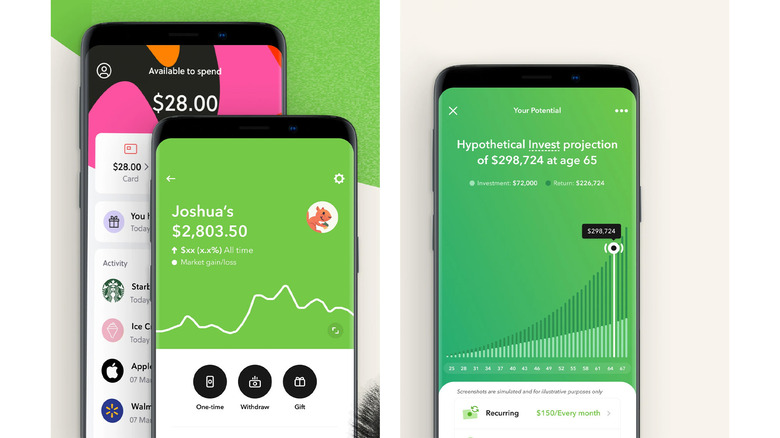 Two screenshots of the Acorns app