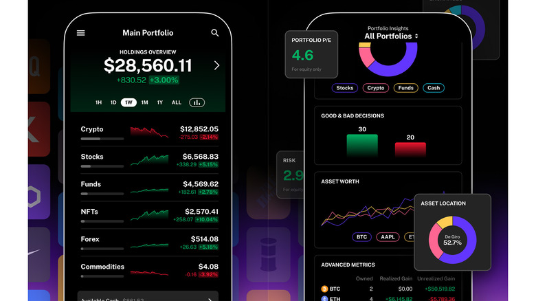 Two screenshots of the Delta Investment Tracker app