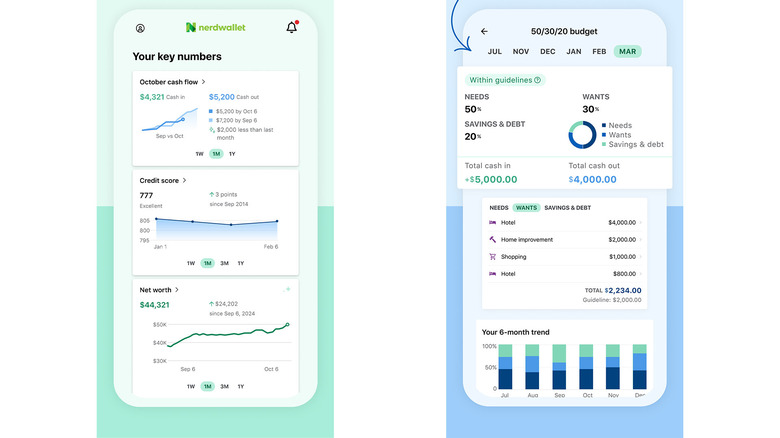 Two screenshots of Nerd Wallet's mobile app