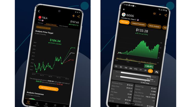 Two screenshots of the TipRanks app