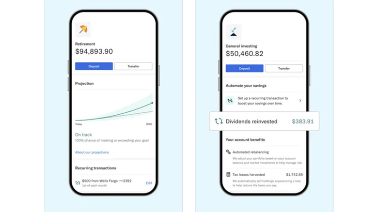 Two screenshots of the Betterment app