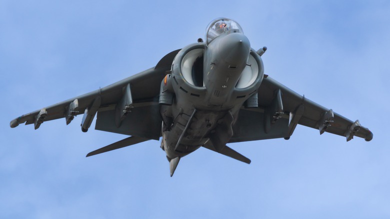 A AV-8B Harrier II hovering