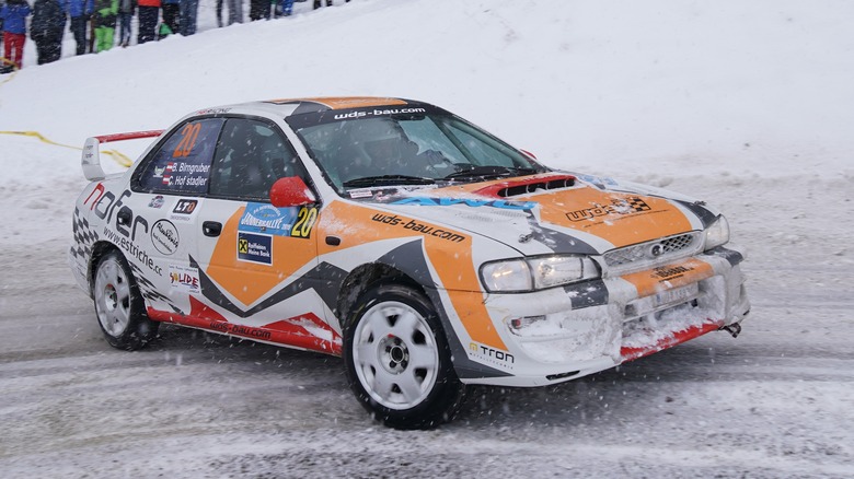 Subaru Imprezqa GC on snowy stage