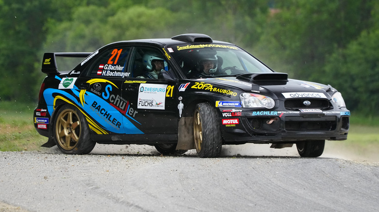 Subaru GD Impreza sideways on gravel