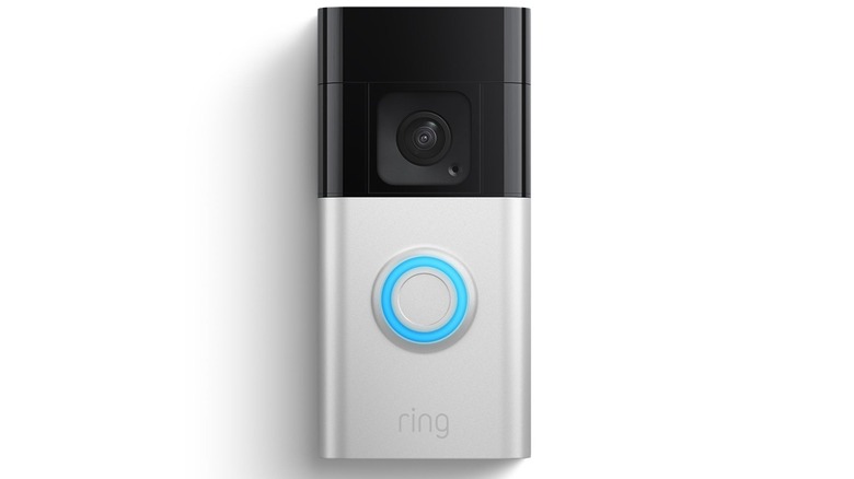 Image of Ring battery powered doorbell with illuminated blue button