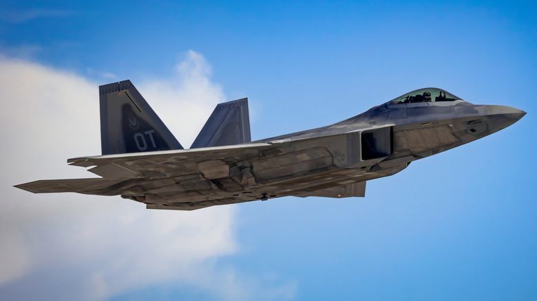 An F-22 Raptor in flight