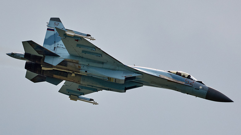 Sukhoi Su-57 at flight demonstration