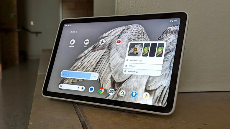 Google Pixel Tablet on a wooden surface