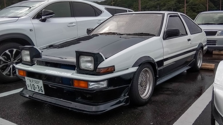 Toyota AE86 on a rainy day