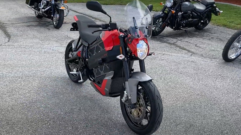 red and black Victory Empulse TT parked in street