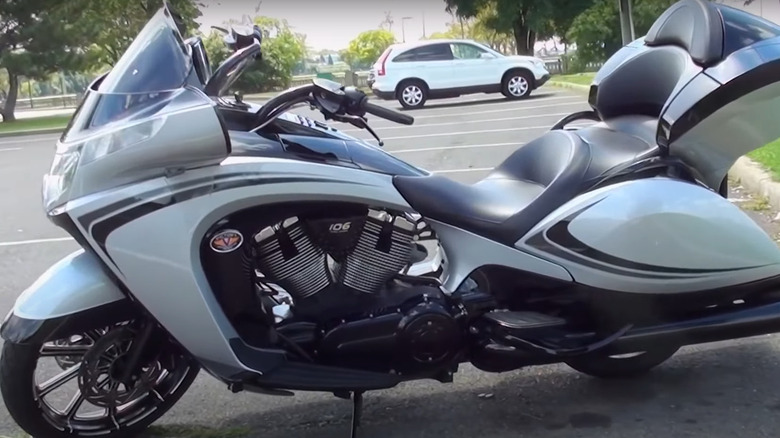 grey and black Victory Vision motorcycle