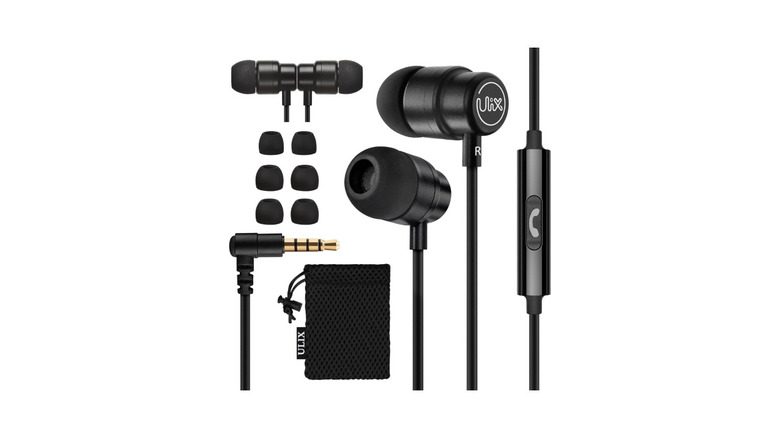 UliX Rider wired earbuds with ear tips and carrying case