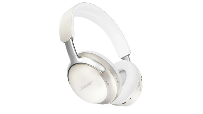 White pair of Bose QuietComfort Ultra headphones on display