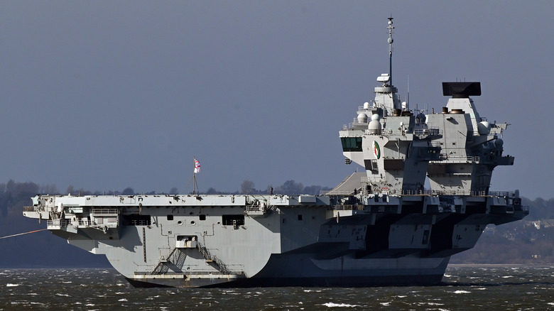 HMS Queen Elizabeth at its dockyard