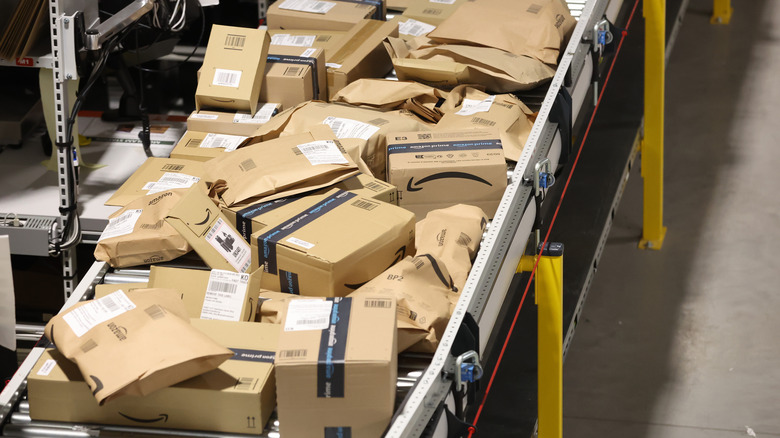 Amazon packages being processed