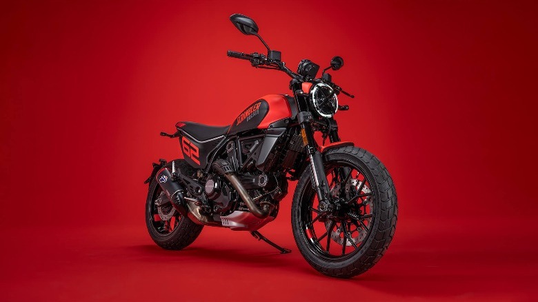 a red and black Ducati Scrambler Full Throttle