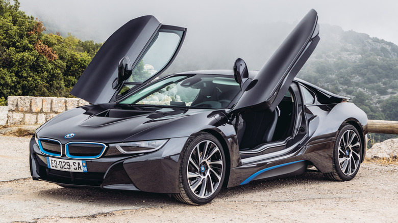 BMW i8 with doors raised