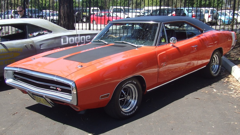 Orange Vinyl Top Dodge Charger