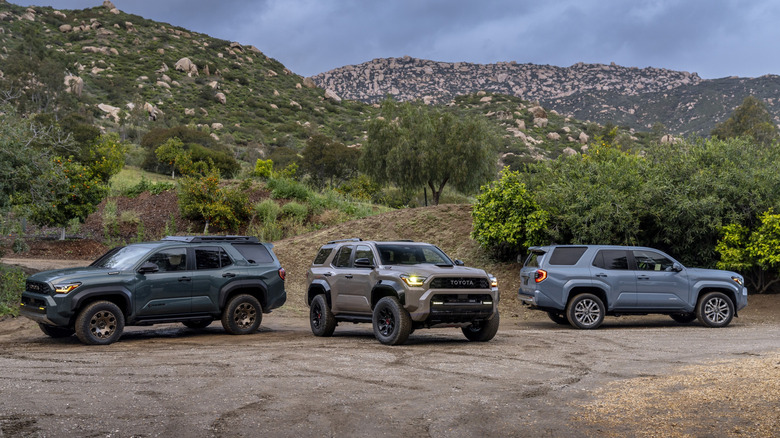 2025 Toyota 4Runner Trailhunter, TRD Pro and Platinum parked side by side