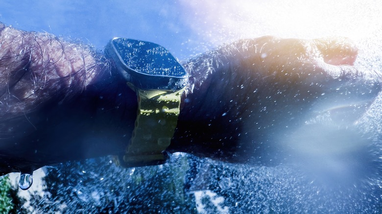 An Apple Watch Ultra 2 underwater