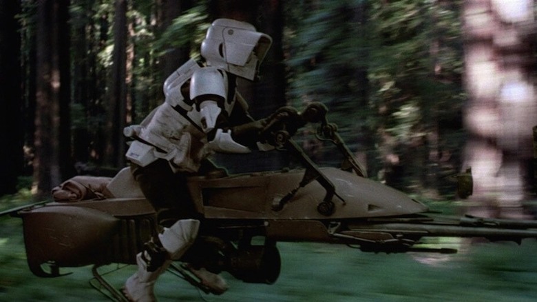 Stormtrooper driving speeder bike