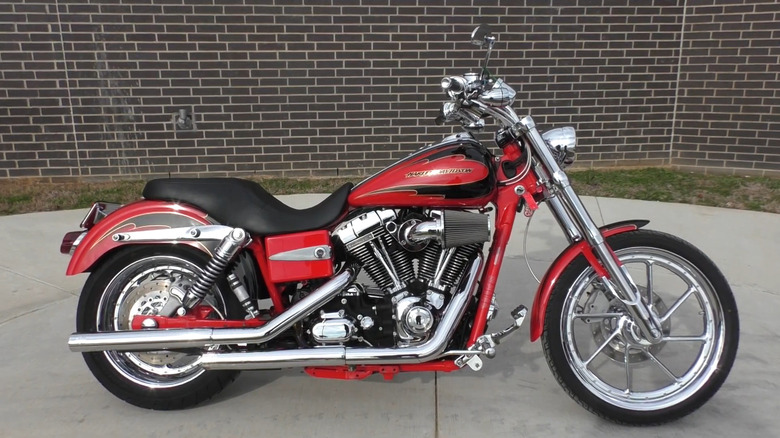 Red and black 2007 Harley Davidson CVO Dyna Super Glide