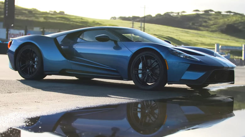 Ford GT parked on puddle