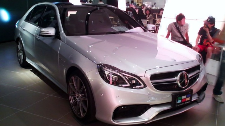 Silver Mercedes W212 E63 at car show