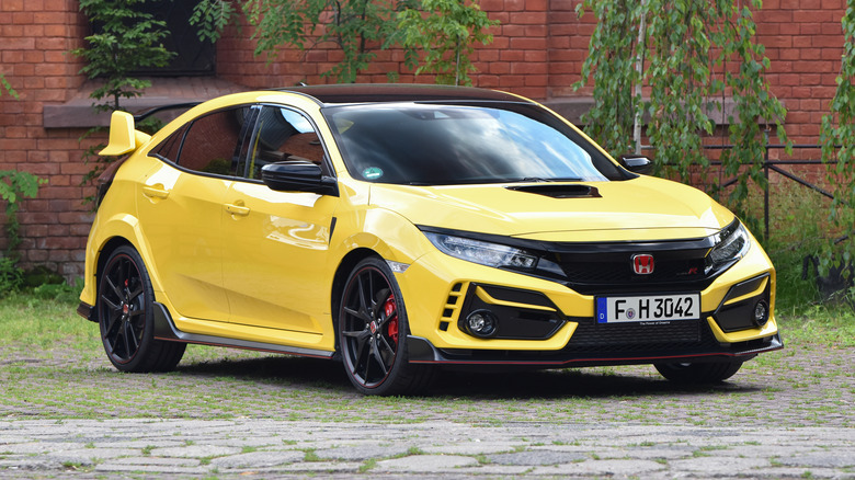 Yellow 2020 Honda Civic Type R parked