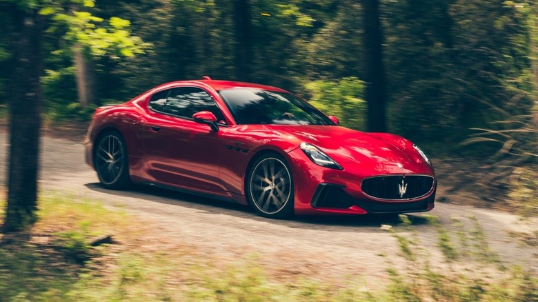 Maserati GranTurismo Trofeo on forest road