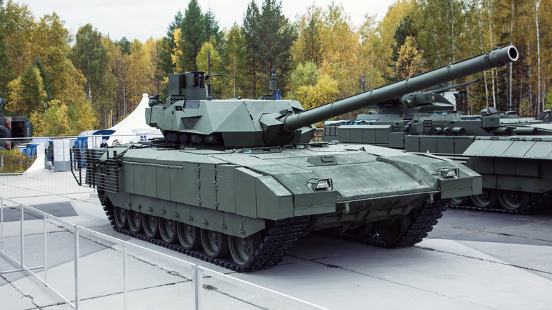 T-14 Armata moving through a field