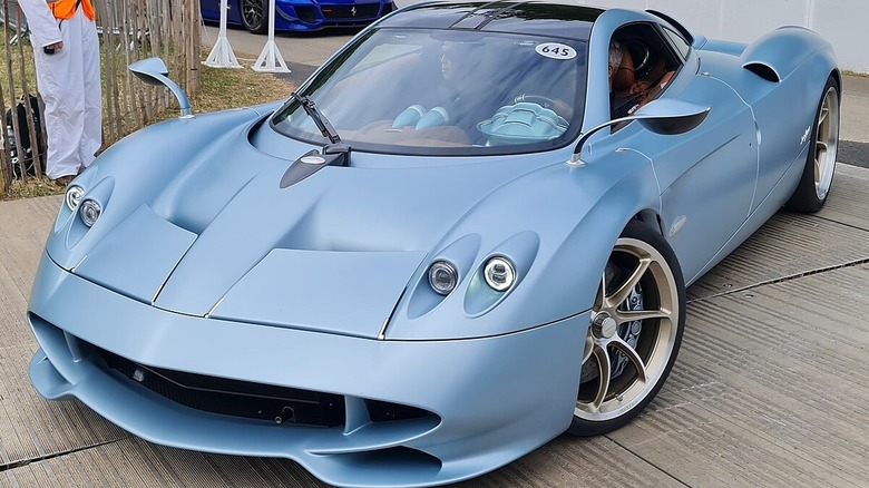 2022 Pagani Huayra Codalunga pulling out of a car show