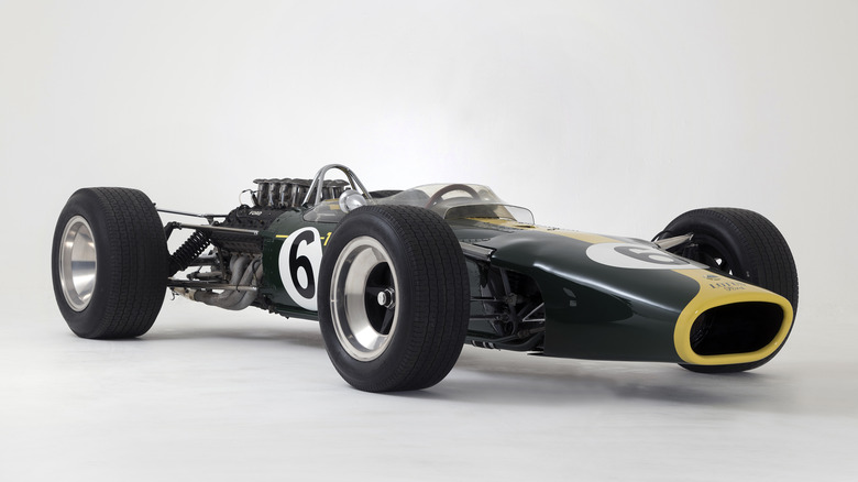 Lotus 49 R3 DFV studio shot from below front 3/4 view