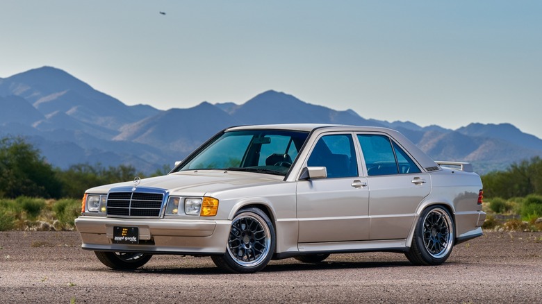 Mercedes Benz 190e 2.3-16 parked showing the front of the car