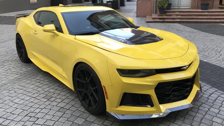 Red 2017 Chevrolet Camaro ZL1 parked on tarmac