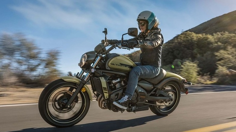 Person riding a Kawasaki Vulcan S