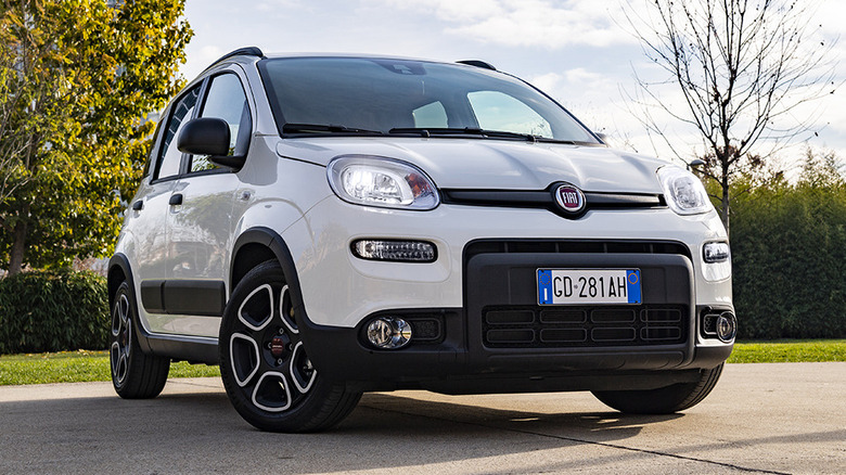 White Fiat Panda parked in the driveway