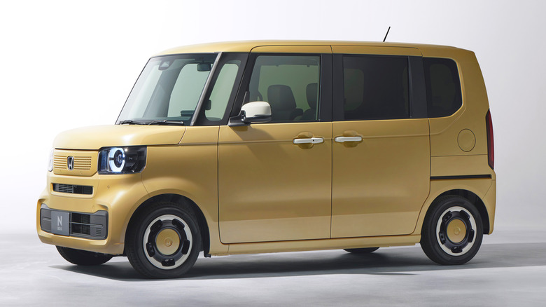 Gold-colored Honda N-BOX shown from a side-front angle