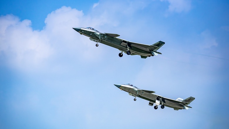 Two Chengdu J-20 flying in formation