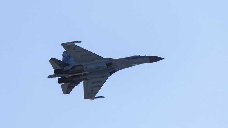 Sukhoi Su-35 on a demonstration flight