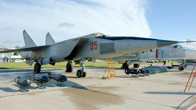 MiG-25 Foxbat aircarft on tarmac