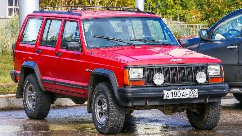 A red Cherokee XJ